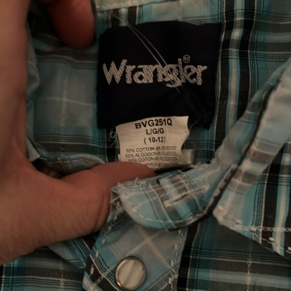 Boys Large Short Sleeve Wrangler Pearl Snap Button Down Shirt - Picture 2 of 4